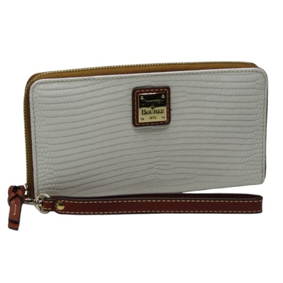 DOONEY & BOURKE White Lizard Embossed Leather Zip Wristlet Wallet - NEW - Picture 2 of 11